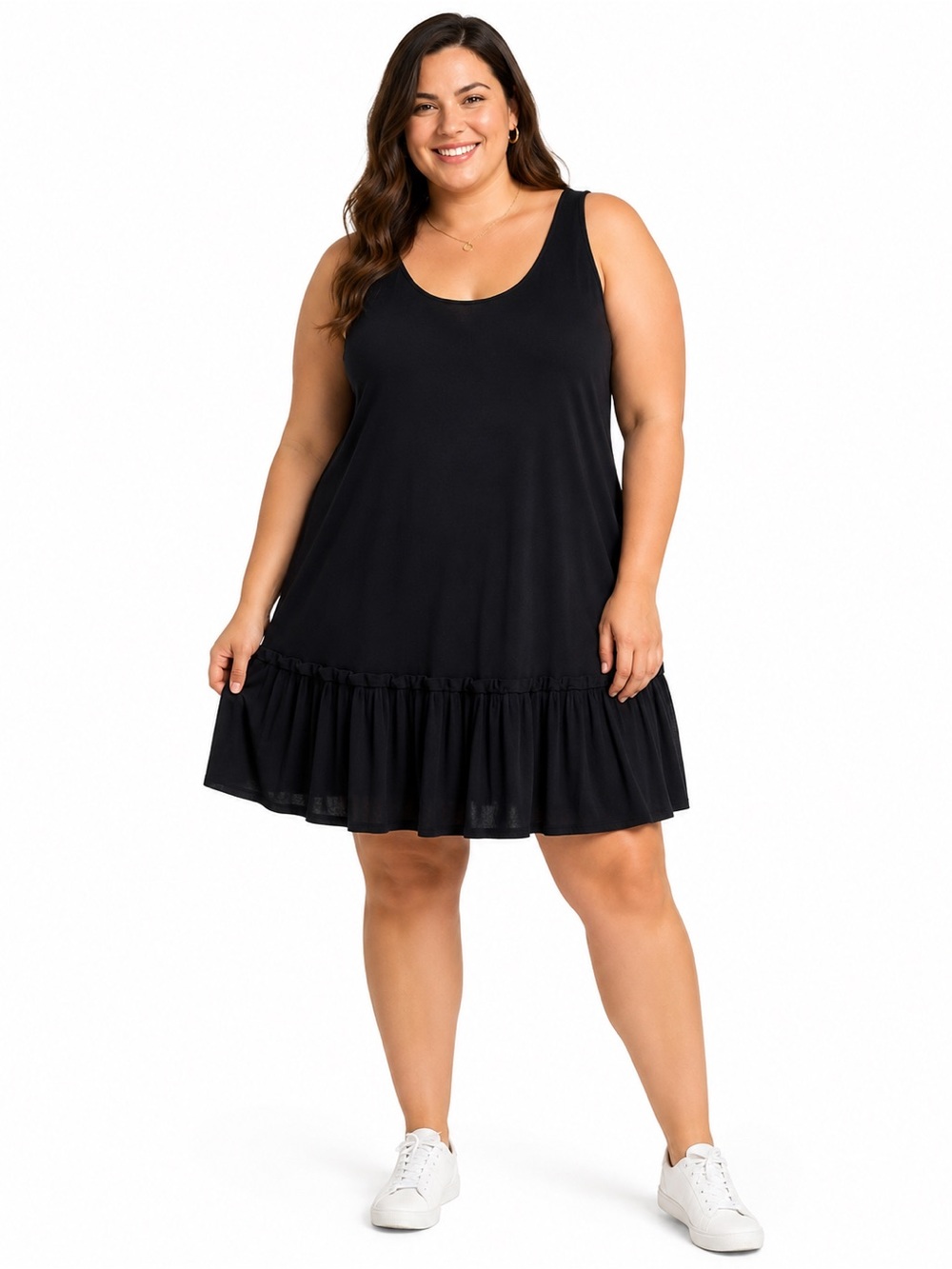 NWT KBB Plus Size Black Ruffle Hem Dress